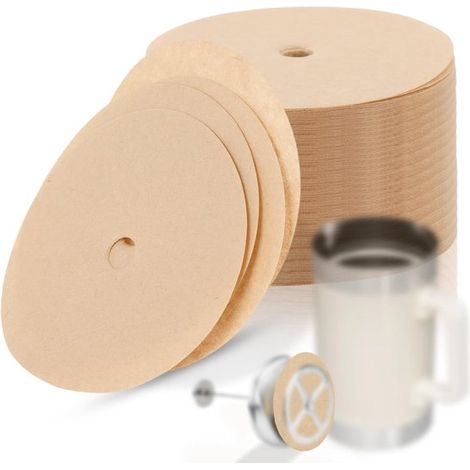 200 filtros de papel para café, aptos para cafetera émbolo Stanley 1420 ml (48 oz), papel filtro marrón perforado, cafetera Stanley, 9,5 × 9,5 cm (1/5)