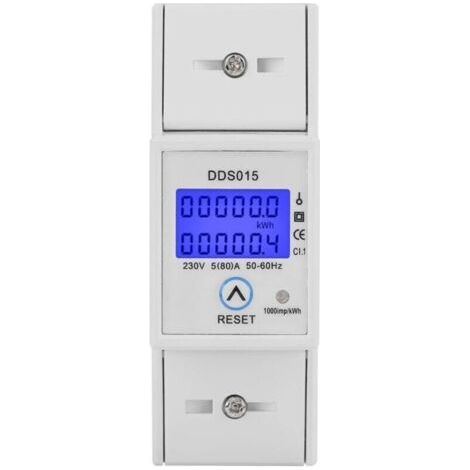 Compteur d'énergie monophasé 5-80A 230V – Écran LCD rétro-éclairé – Montage sur rail DIN – Indicateur de consommation électrique - DDS015 (1/4)