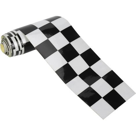 Pouces Noir/Blanc Damier Bande De Décalque Voiture Réservoir (1/5)