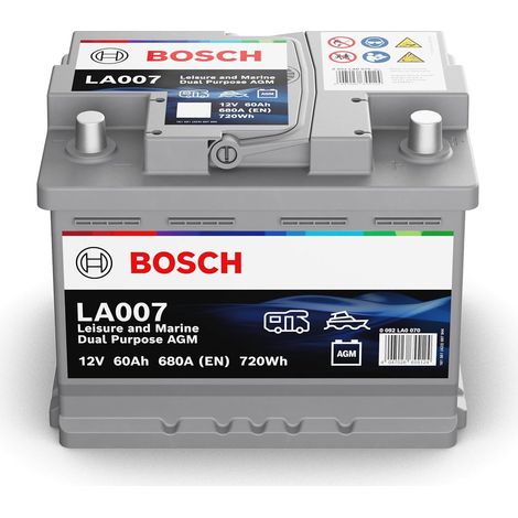 BOSCH - Batterie à décharge lente et de démarrage 60Ah 680A 12V AGM - 0092LA0070 - Ce produit de marque BOSCH est neuf. (1/2)