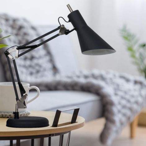 Lampada da Tavolo Industriale Braccio Articolato Nero