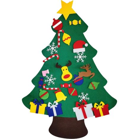 Arbol De Navidad De Fieltro - Para Niños - Decoración Navideña Para Pared - Kit De Adornos Reutilizables (1/5)