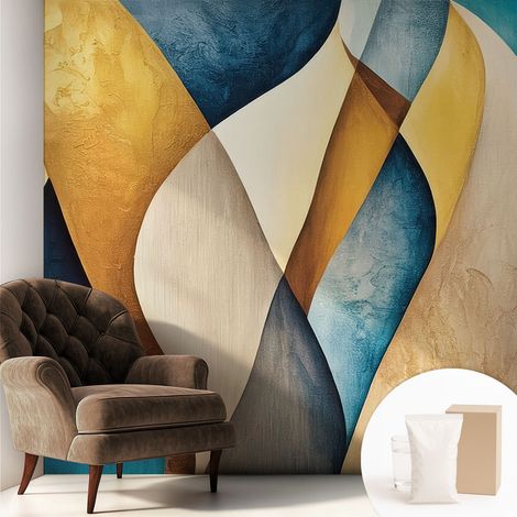 Papier peint intissé décoratif pour salon chambre et cuisine Facile à poser avec colle Abstraction ondulante 250x250 cm (1/5)