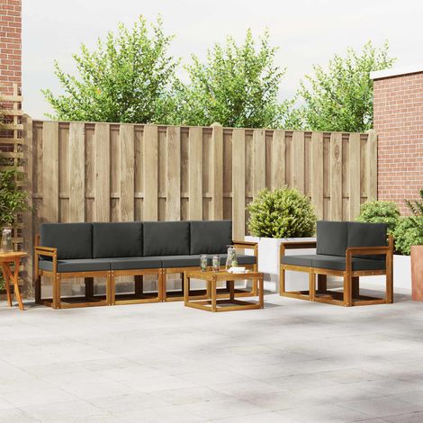 Outdoor-Sofagarnitur mit Kissen 7 pcs Natur und Anthrazit (1/5)