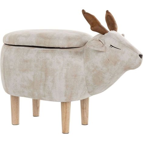 Tierhocker mit Stauraum REINDEER Stoff Beige