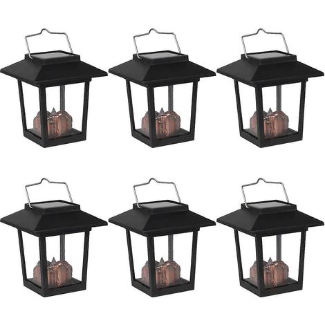 Lot de 6 lanternes suspendues rétro pour jardin extérieur, lanternes solaires LED portables (1/5)