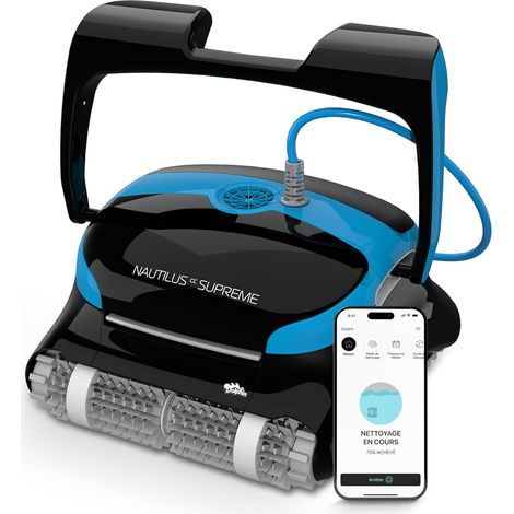 1 robot piscine hors sol, nettoyage fond parois ligne d'eau, filtre ultra-fin, câble anti-entortillement, contrôle via application (1/5)