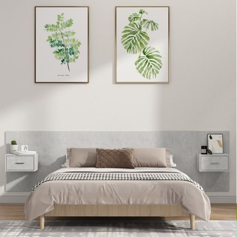 Bed Headboard with Cabinets Concrete Grey Engineered Wood vidaXL (1/5)