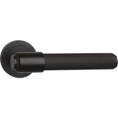 HERRAJES ALK manilla con roseta aluminio grafilada gat ø53 negro mate