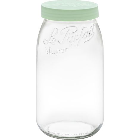 Bocal de stockage hermétique 3L en verre vert clair – Fermeture à vis – Conservation optimale des aliments – Le Parfait