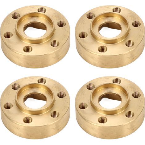 Vier RC-Radsechskantadapter, 1,9/2,2 Zoll, vergrößerte, rostbeständige Messing-Radgewichte, geeignet für RC-Crawler, 9 mm/0,35 Zoll. (1/5)