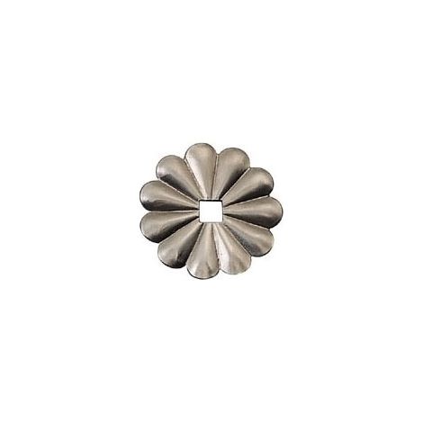Dubois – Rosace carrée avec trou central 6mm – Décor poli – Diamètre 35mm – Plaque pour porte en métal