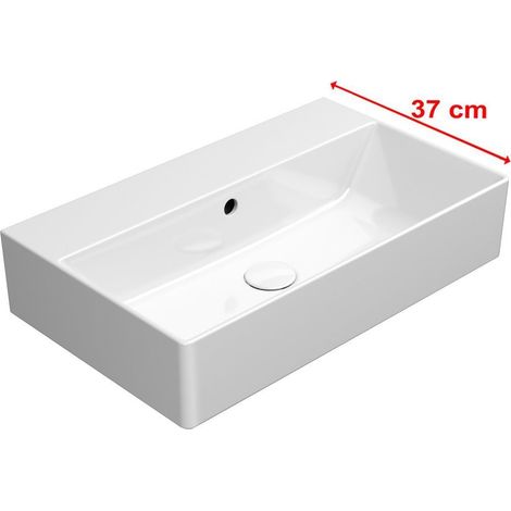 Lavabo en céramique KUBE X 60x37cm, sans trou pour robinetterie, blanc ExtraGlaze (1/4)