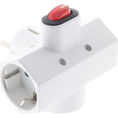 Triplite Schuko 16A + interrupteur - Blanc - Zenitech