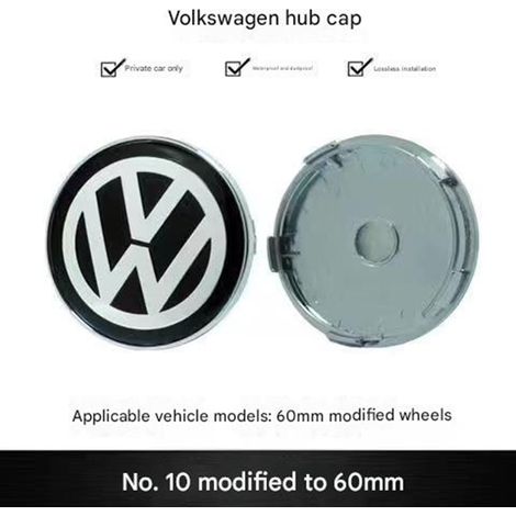 1x Cache Moyeu Roue Enjoliveur Central 60mm Compatible Volkswagen Bora Sagitar Lavida Jetta Magotan Santana Passat Polo - Emblème Personnalisation Jante - Noir