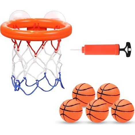 Mini Basketball Basket, Wall Basketball Basket with 5 Balls, Basketball Games Toys Gift, Mini Basketball with Pump, Bath Toy (Inflatable) (1/5)
