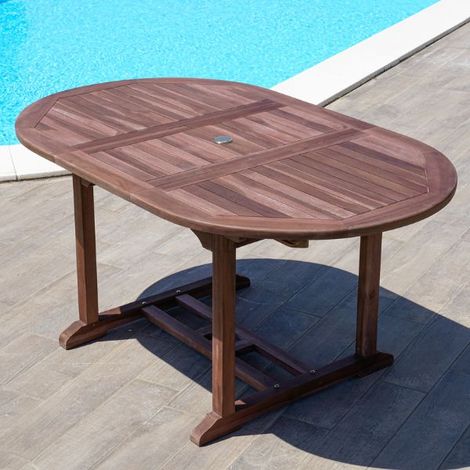 Tavolo ovale allungabile in teak fino a 160 cm (1/4)