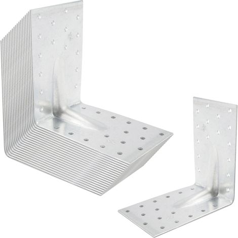 SOTECH 20er Set Bauwinkel Winkelverbinder 90° Materialstärke 2,5 mm Schwerlastwinkel aus feuerverzinkter Stahl Eckwinkel Stahlwinkel mit Sicke (Verstärkung) 120 × 120 × 80 mm (1/5)