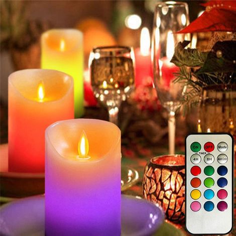 Bougie Led Sans Flamme - Simulation Flamme Réaliste Avec Télécommande Et Minuterie - Blanc Chaud Et Couleurs Changeantes - Lot De 3 Tailles S M L (1/5)