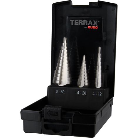TERRAX  by  RUKO  Brocas  escalonadas  HSS,  ranura  recta  -  3  pzs.  (Caja  de  plástico)  -  A101126RO (1/2)