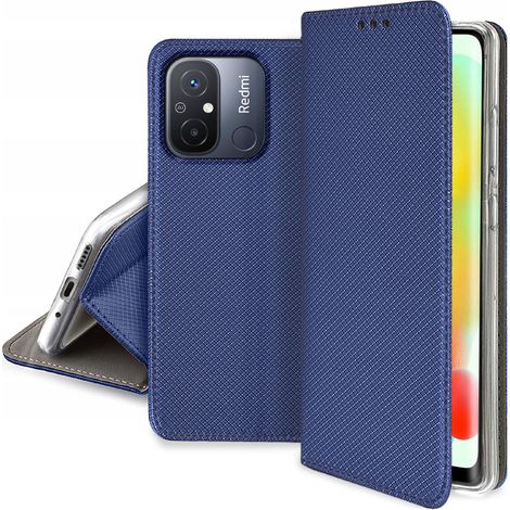 Custodia per Xiaomi Redmi 12C / Redmi 11a SMART MAGNET BOOK CASE BLU NAVY + Vetro (1/5)