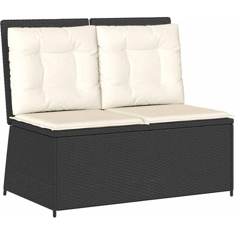 Banc de jardin,Banquette de jardin,Chaise avec coussin Noir Poly rotin CFW87157 (1/5)