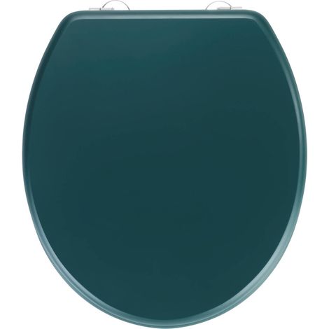 WENKO WC-Sitz Prima Dunkelgrün matt, MDF, Grün, MDF grün , Edelstahl rostfrei silber matt (1/4)