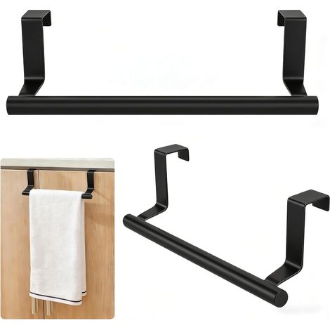 Lot de 2 Barre porte-serviettes, Acier inoxydable, Suspension porte, Épaisseur 2 cm, Cuisine Salle de bain Camping-car