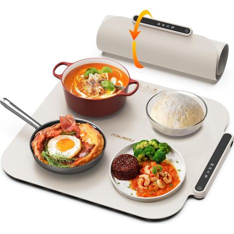 Chauffe-plat silicone jaune 44 cm – Chauffage rapide et réglable