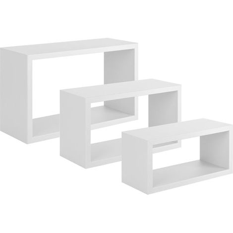 Lot de 3 étagères murales pour salon design cube rectangulaire Trittico Stock - Blanc (1/4)