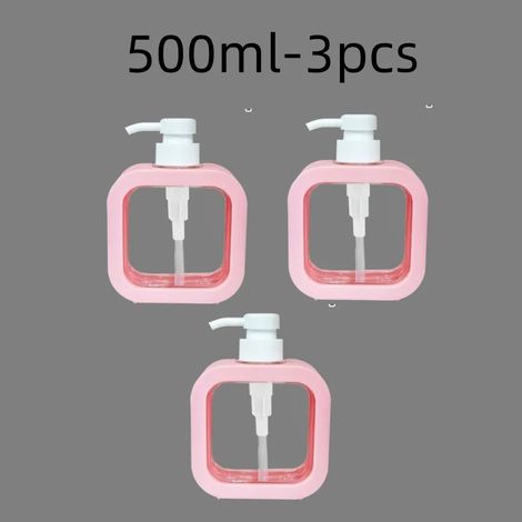 (rose - 500 ml - 3 pièces) Distributeurs de savon de salle de bain rechargeables pour lotion, shampoing et gel douche, distributeur de voyage portable, flacon pompe vide (1/5)