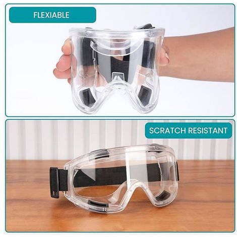 Lot 2 Lunettes Protection Transparentes Anti-buée Anti-rayures-Sécurité Anti-Chocs Aérées pour Labo,Meulage,Bricolage-Homme & Femme (1/5)