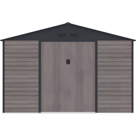 Vente-Unique – Abri de jardin métal galvanisé 10,98 m² – Structure robuste avec porte double – Résistant aux intempéries – Aménagement intérieur flexible (1/4)