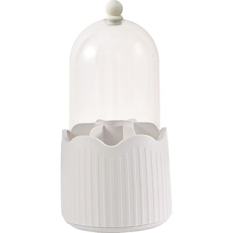 Porte-pinceaux transparent anti-poussière 360° rotatif, boîte de rangement pour pinceaux de maquillage blanche. (1/5)