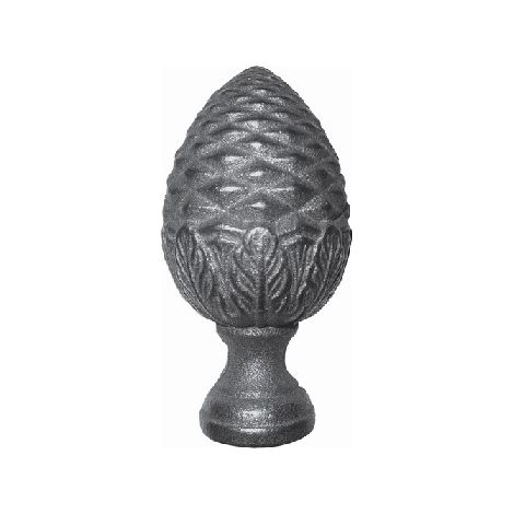 Deco Fer Forge – Pomme de pin en fonte sur socle – Hauteur 120mm – Ø62mm – Base Ø40mm – Fixation M10 – Prêt à peindre pour intérieur/extérieur