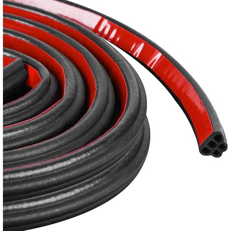 10M Joint Porte Voiture, 5 Trous Joint Caoutchouc Adhesif, Joint pare Brise Imperméable, Joint de Porte Voiture, Caoutchouc Autocollante pour Carrosserie, Porte, Capot (Noir) (1/5)