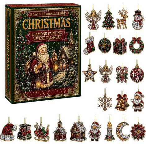 Weihnachts-Adventskalender, Überraschungsbox, Weihnachts-Diamantmalerei, Dekoration, Ornament, Geschenktüte, Spielzeug (1/5)