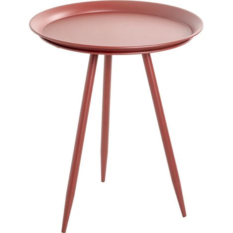 Table d'appoint Ronde en métal Rouge, Petite Table Basse Ronde - Dimensions : H 54 x Ø 44 cm Style : Moderne (1/5)
