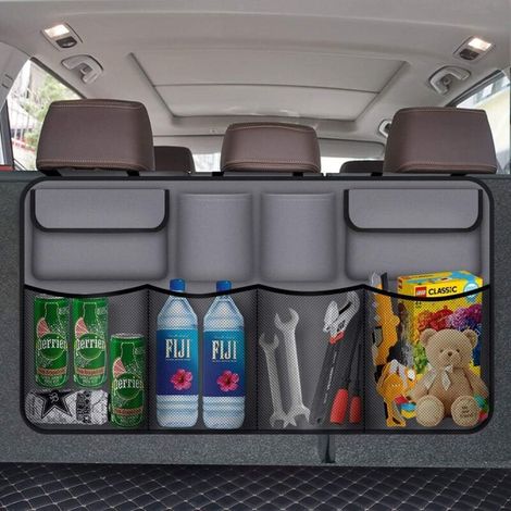 Organisateur de Coffre de Voiture Organisateur de Voiture de 8 pochettes Compartiment Plus Voiture Voyage Suspendre Sac de Rangement Siège Auto Tidy Organiseur de Poche, Gris (1/5)