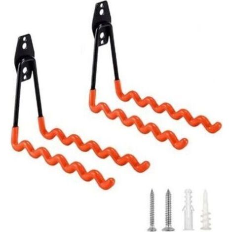 Garagenhaken, 2er-Set robuste Wandhaken mit rutschfester Beschichtung, Wellenhaken, für Schaufeln, Fahrräder, Werkzeuge, Seile, Rasenmäher und mehr (1/5)
