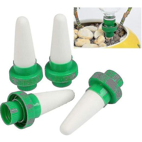 Lot de 4 distributeurs d'eau automatiques pour plantes, avec embout conique en céramique et bec verseur goutte à goutte, pour jardin et plantes d'intérieur. (1/5)