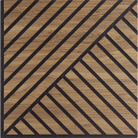 Hoogapanel - Panel decorativo de pared con listones de madera dobles oblicuos, nogal asiático, 55x55 mm, 1,1 cm de diámetro