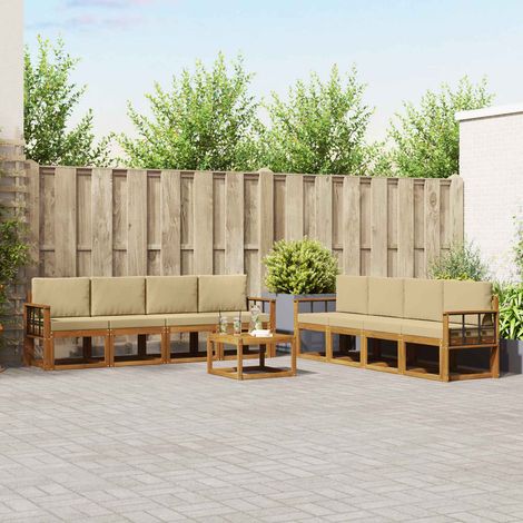 Outdoor-Sofagarnitur 9 pcs Natur und Beige Massivholz Akazie (1/5)