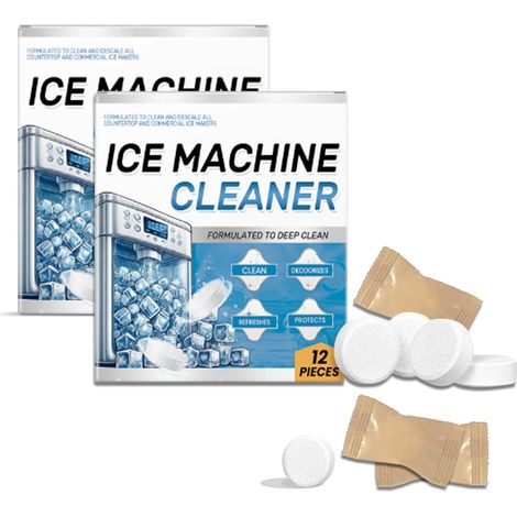 Lot de 24 Nettoyant pour Machine à Glaçons, Détartrants pour Machine à Glace, Tablettes de Nettoyage Très Efficaces, Élimine les Odeurs, la Saleté et les Accumulations (1/5)