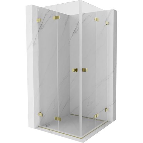 Mexen Lunar-F Duo Faltbare Duschkabine 95 x 95 cm, transparent, gold - 836-095L-095P-50-00 (1/5)