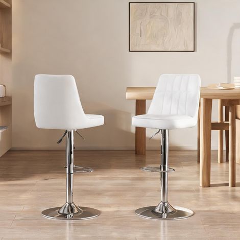Tabouret de bar réglable 2 pièces blanc et métal argenté (1/5)