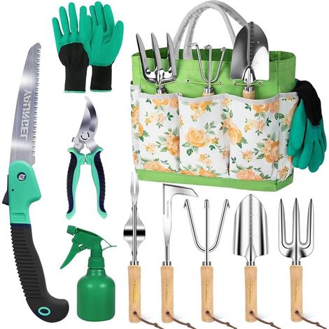 Gardening Tools Set Stainless Steel Gardening Tools Wooden Handles