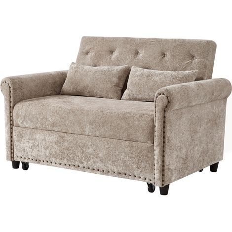 Canapé-lit moderne en Mousse, couleur Taupe, 120 x 80 x 82 cm, pour salon, bureau et petit appartement, de qualité supérieure (1/5)