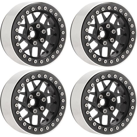 2,2 Zoll große Beadlock-Felgen aus Aluminiumlegierung für ferngesteuerte 1/10-Modellautos, schwarz. (1/5)