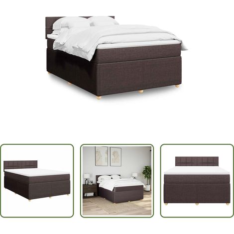 Matelas à ressorts ensachés - Sommier à lattes de lit avec matelas Marron foncé 140x190 cm (1/5)